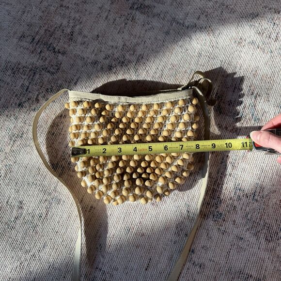 Cleobella Paradise Beaded Crossbody Raffia Bucket Bag Anthropologie Beige Cream - Picture 7 of 13